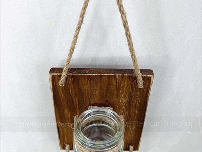 Tấm gỗ lọ thủy tinh treo tường thủy canh nhiều tầng [2 màu - 3 Size] BINHLOHOA-06